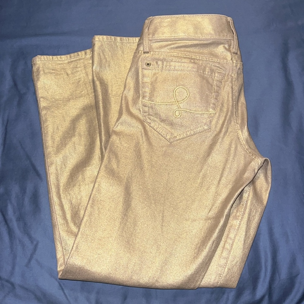 EUC Lilly Pulitzer Gold Metallic Skinny Jeans